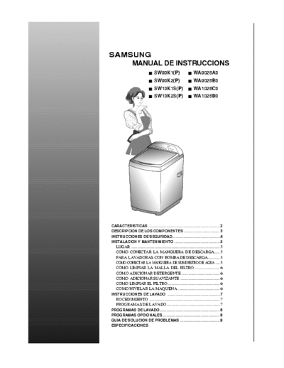 samsung ws10k1sp i am looking for the instruction  manual of the washing mashin in the topic. i just need help about the washing programms